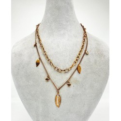 Rose İkili Yaprak Detaylı Kolye